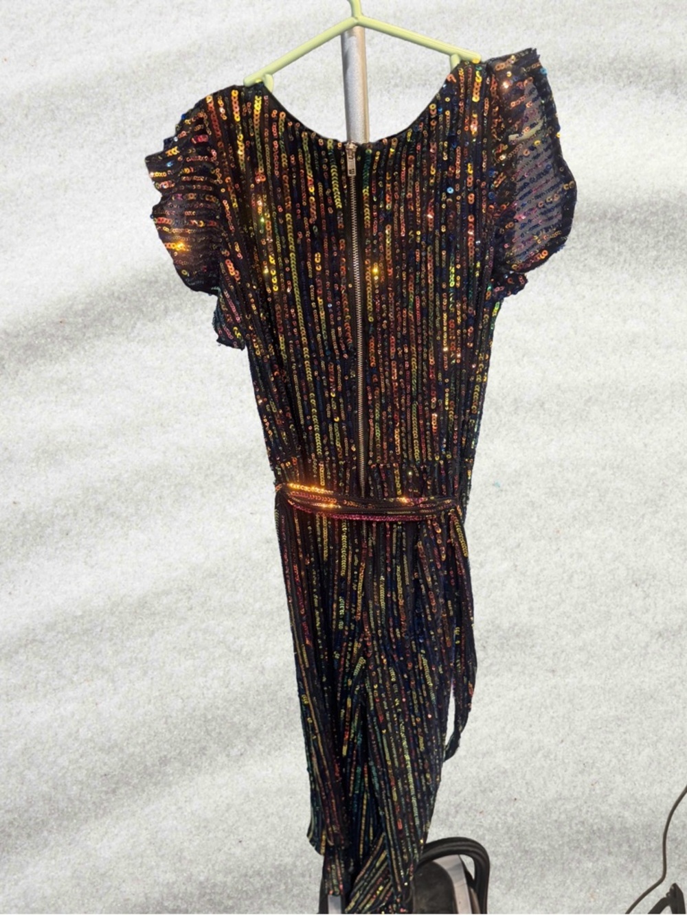 GG Collection Black Sequin One-Piece Bodysuit with Multicolor Accents